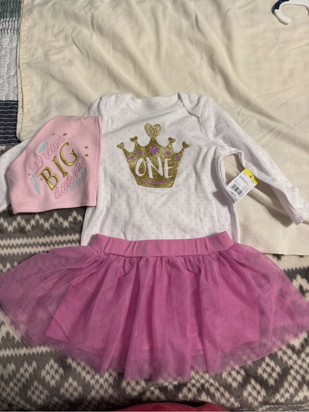 NWT Little Wonders Pink and White "One" Tutu Set with 100% cotton Bodysuit